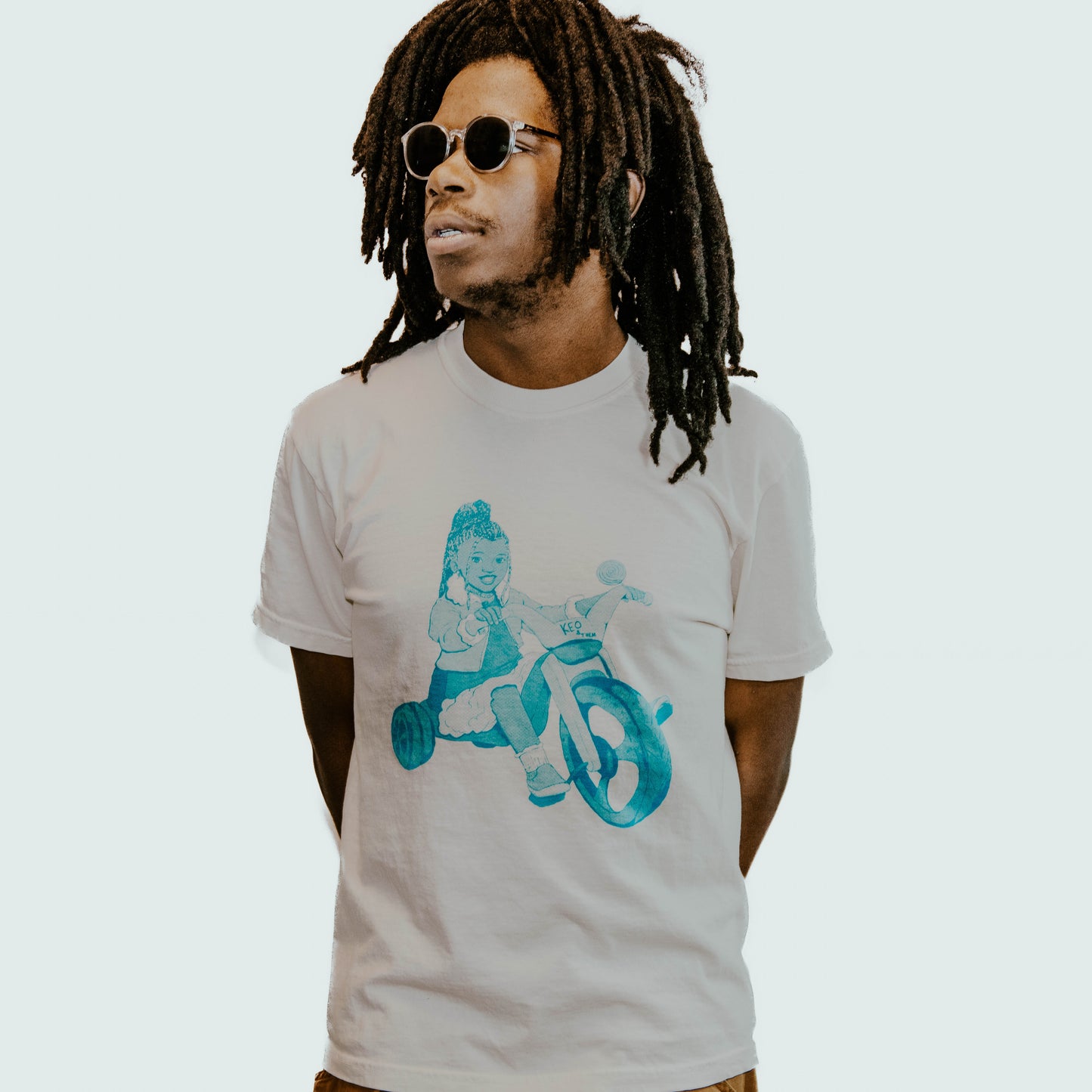 Money Grooves - Tricycle T-Shirt - Beige w/ Turquoise